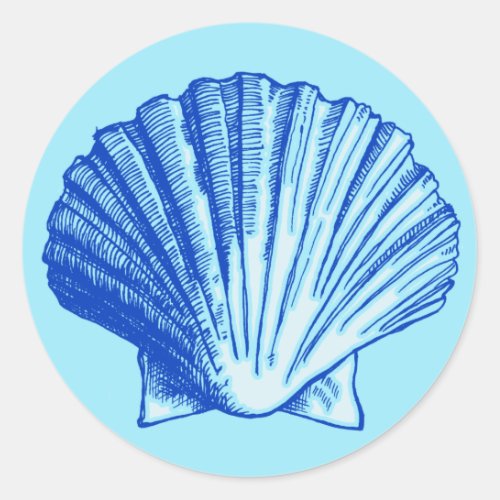 Bimini Blue Sea Shell Classic Round Sticker