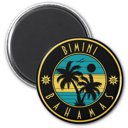 Bimini Island Bahamas Retro Palm Tree Souvenirs Magnet