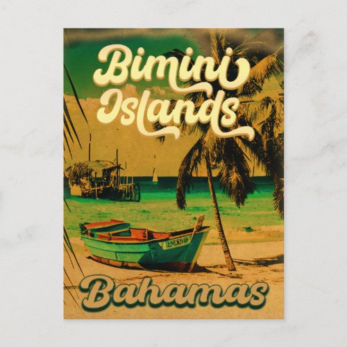 Bimini Islands Bahamas 60s Retro Vintage Souvenirs Postcard