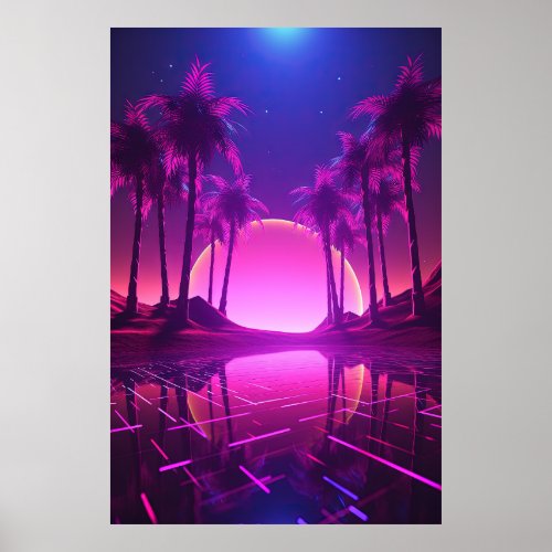 Binary Bliss Synthwave Euphoria Poster