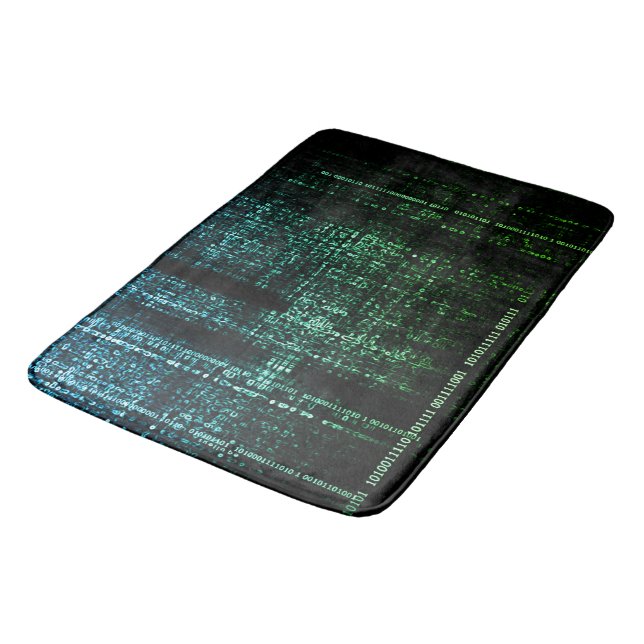 Binary Bliss: Tech Meets Tranquility Bath Mat (Angled)