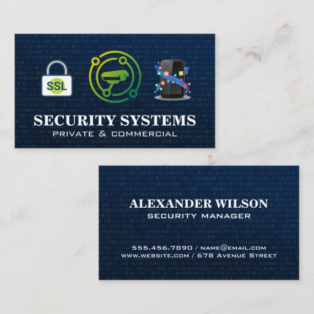 Binary Code Background | Tech Logos Business Card (Front/Back)