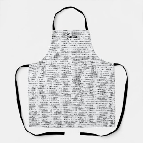 Binary Code black white stripes Apron