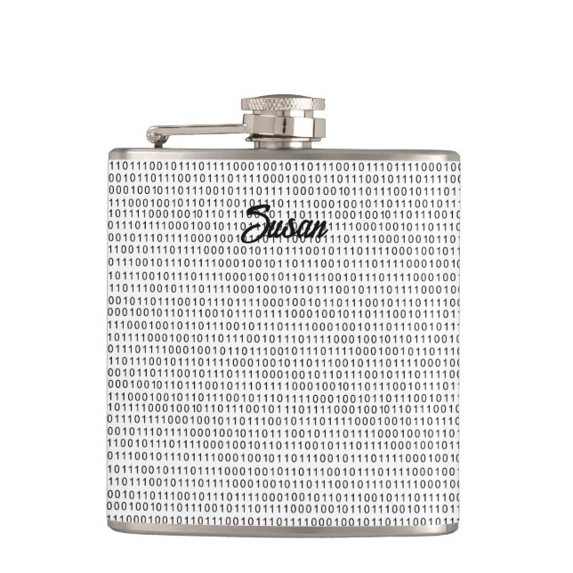 Binary Code black white stripes Flask (Front)