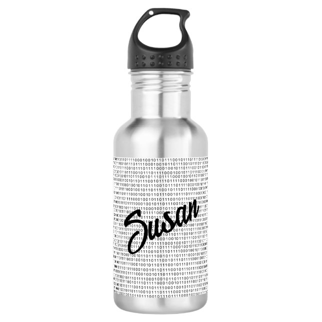 Binary Code black white stripes Stainless Steel Water Bottle (Front)