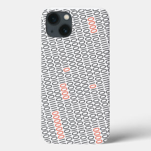 Binary Code Black with Red Highlights on any Color iPhone 13 Case