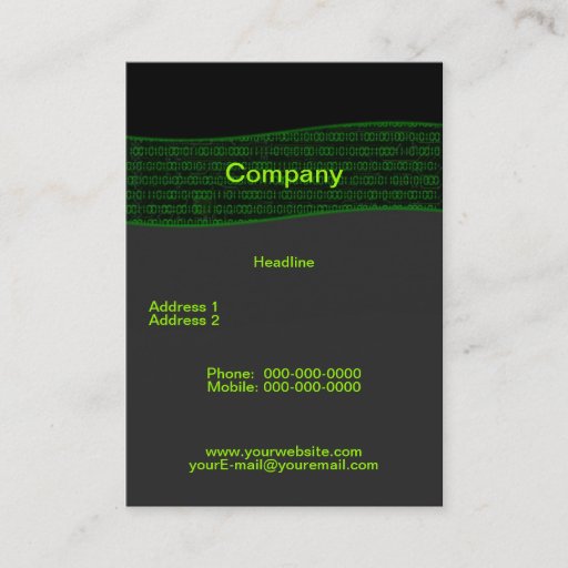 Customizable Binary Code Business Card