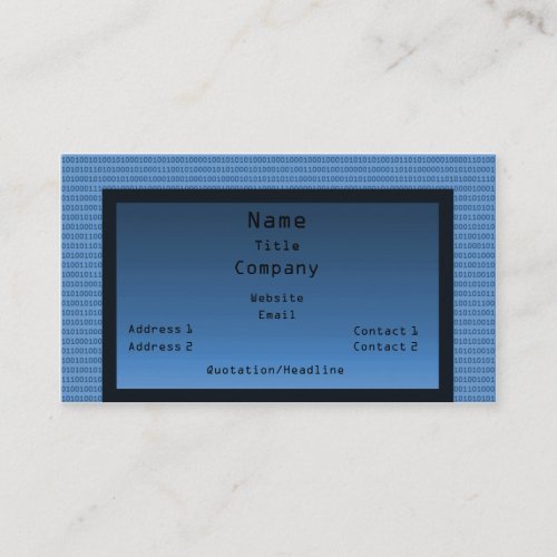 Binary Code Business Card Blue Business Card