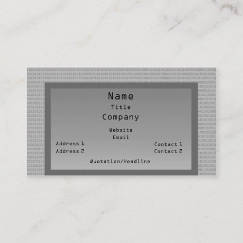 Binary Code Business Card Gray Business Card