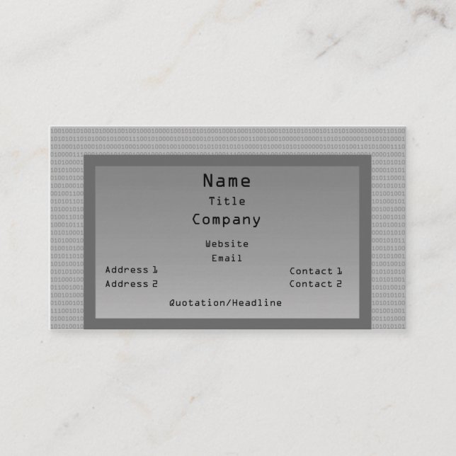 Binary Code Business Card, Gray Business Card (Front)
