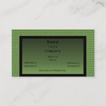 Binary Code Business Card  Green Business Card by Superstarbing at Zazzle