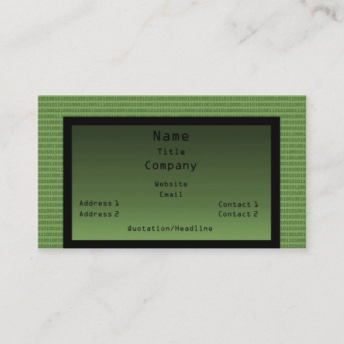 Binary Code Business Card Green Business Card