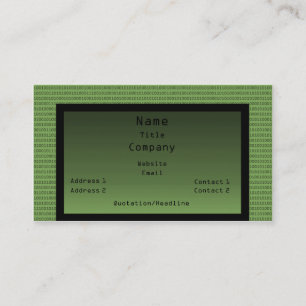 Binary Code Business Card, Green Card