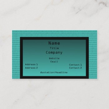 Binary Code Business Card  Teal Business Card by Superstarbing at Zazzle