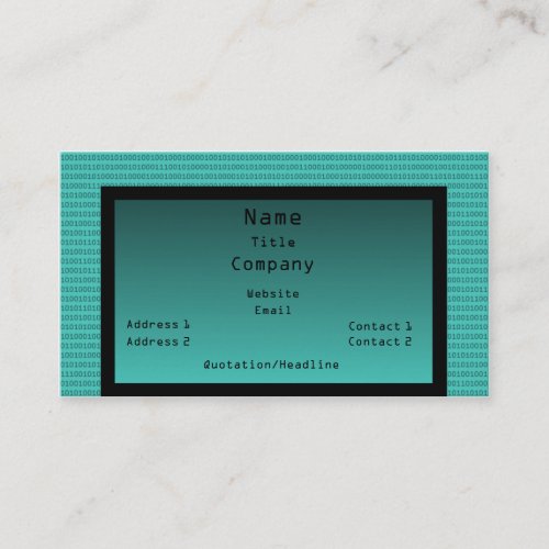 Binary Code Business Card Teal Business Card