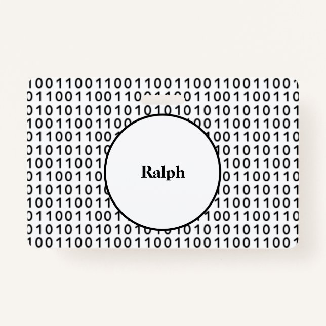 Binary Code Computer Language with Name Badge (Front)
