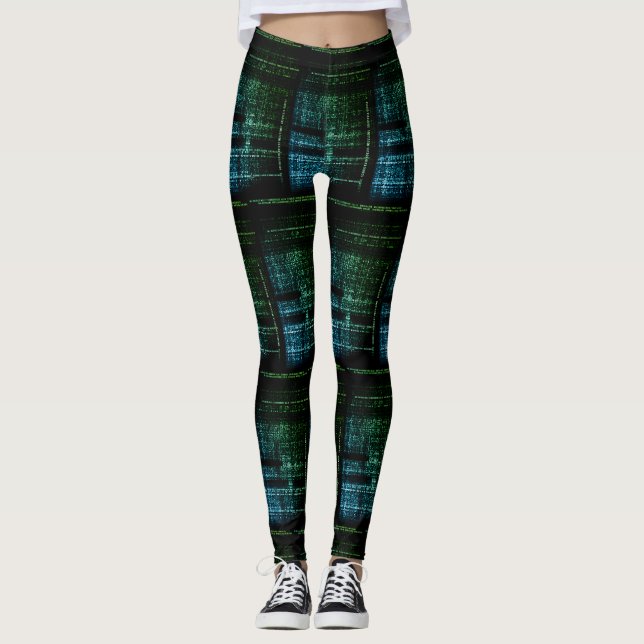 Binary Code Futuristic Leggings – Tech Meets Style (Front)