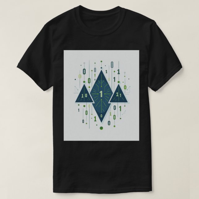 Binary Code Geometric Pattern for Programmers and  T-Shirt (Design Front)