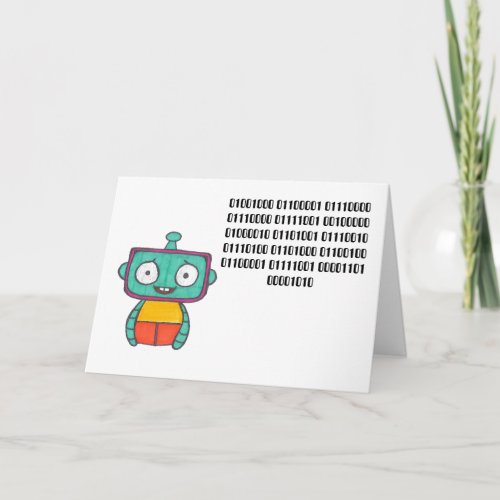 Binary Code Happy Birthday Card _ Robot