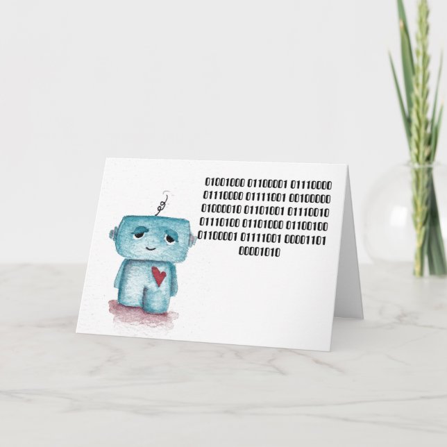 Binary Code Happy Birthday Card - Robot (Front)