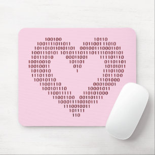 Binary Code Heart Mouse Pad