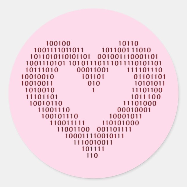 Binary Code Heart Sticker Set (Front)