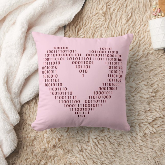 Binary Code Heart Throw Pillow (Blanket)