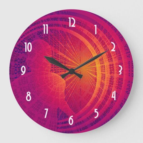Binary Code Hi_Tech  Abstract Design Large Clock
