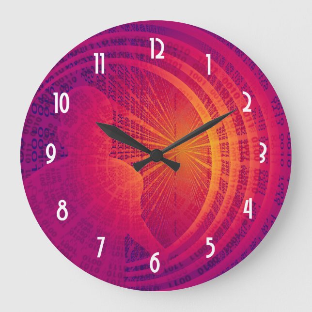 Binary Code Hi-Tech  Abstract Design Large Clock (Front)