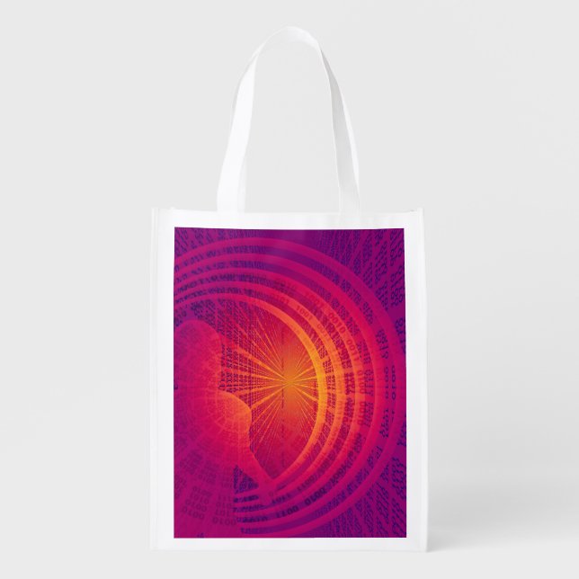 Binary Code Hi-Tech  Abstract Design Reusable Grocery Bag (Front)