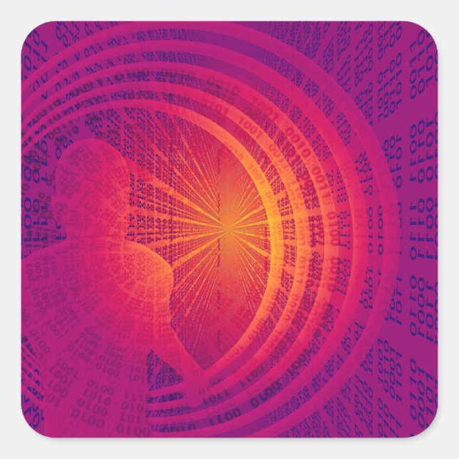 Binary Code Hi-Tech  Abstract Design Square Sticker (Front)