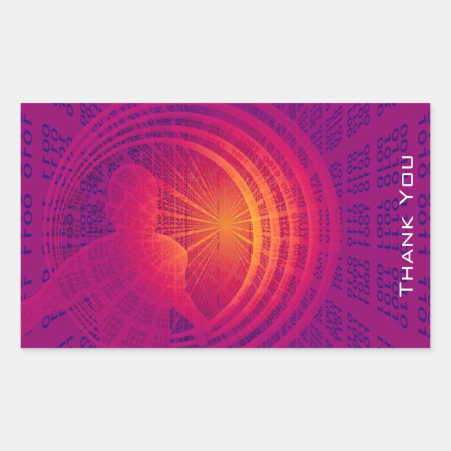 Binary Code Hi-Tech  Abstract Design Thank You Rectangular Sticker (Front)