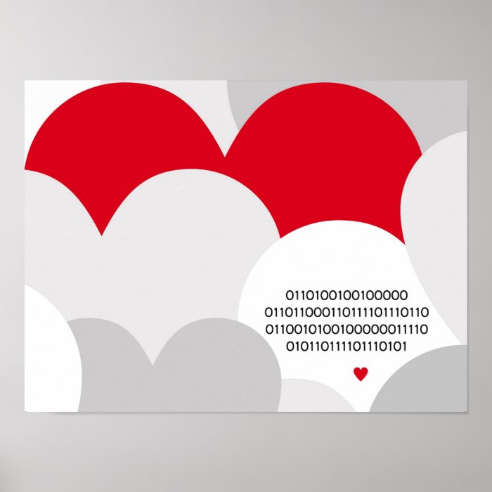 Binary code I love you poster Geek heart