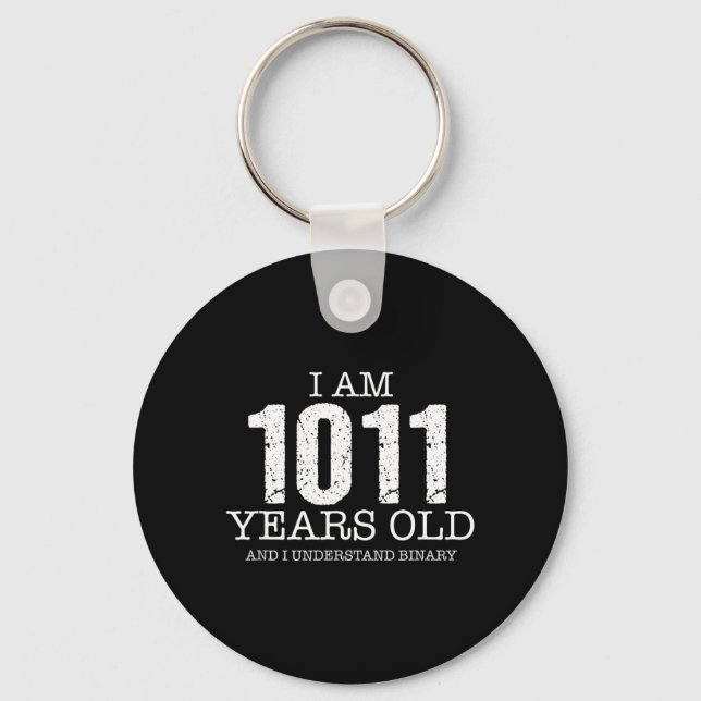 Binary Code Math Kids 11th Birthday Gift Keychain (Front)
