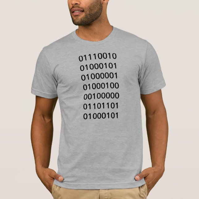 Binary Code "Read Me" Gray Fitted Mens T-shirt (Front)