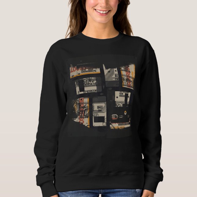 Binary Code Retro Computer Glitch Geek Programmer  Sweatshirt (Front)