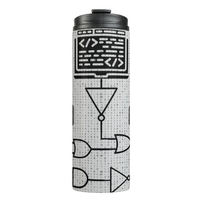Binary Code Thermal Tumbler – Modern Tech Design (Front)