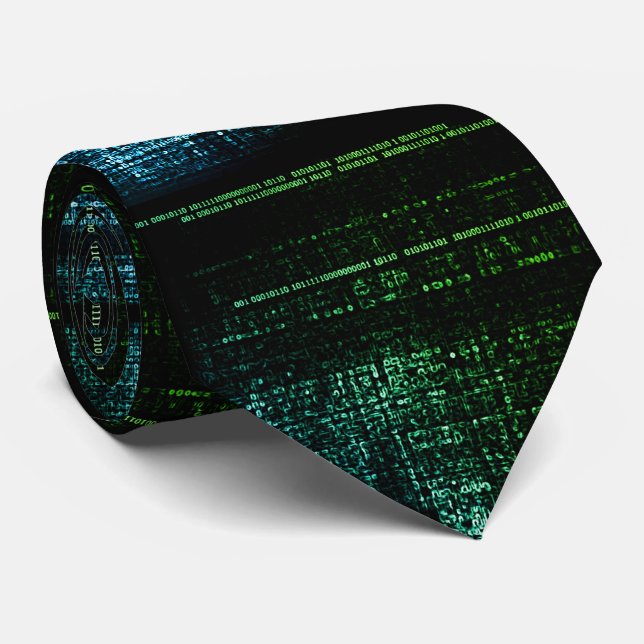 Binary Code Tie – Modern Artistic Pattern (Rolled)
