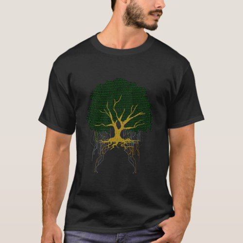 Binary Code Tree Of Coding Life Gift Design Idea T_Shirt