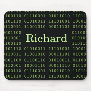 Binary Code with Name Computer Mouse Pad