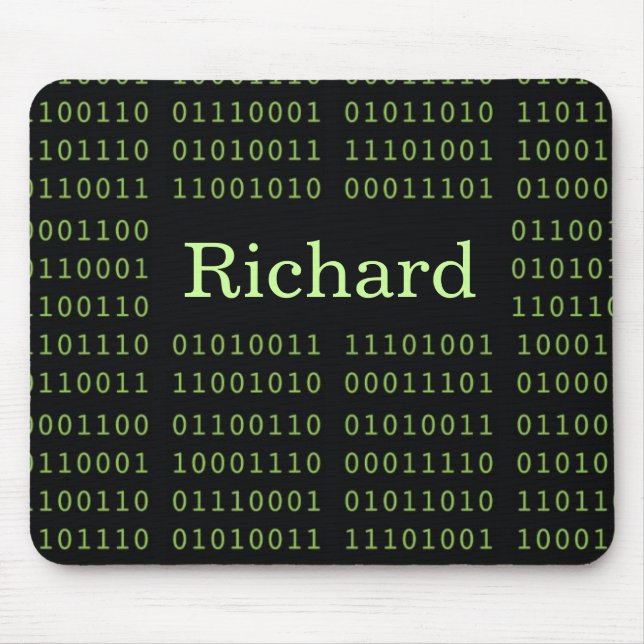 Binary Code with Name Computer Mouse Pad (Front)