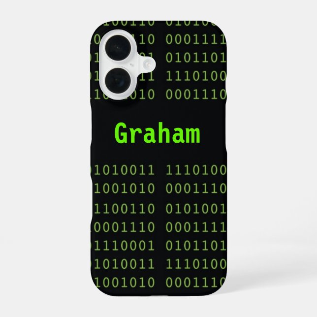 Binary Code with Screen Glow Name Iphone Case (Back)