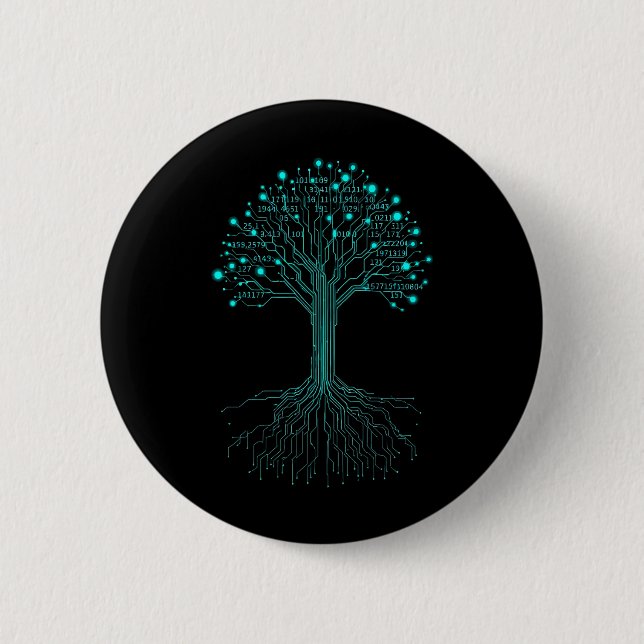 Binary Coding Programmer Graphic Design for Coders Button (Front)