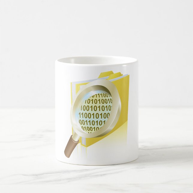 Binary Data Magnifying Glass Digital File Search  Coffee Mug (Creator Uploaded)
