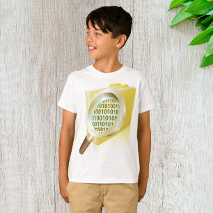 Binary Data Magnifying Glass Digital File Search T-Shirt