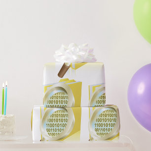 Binary Data Magnifying Glass Digital File Search Wrapping Paper