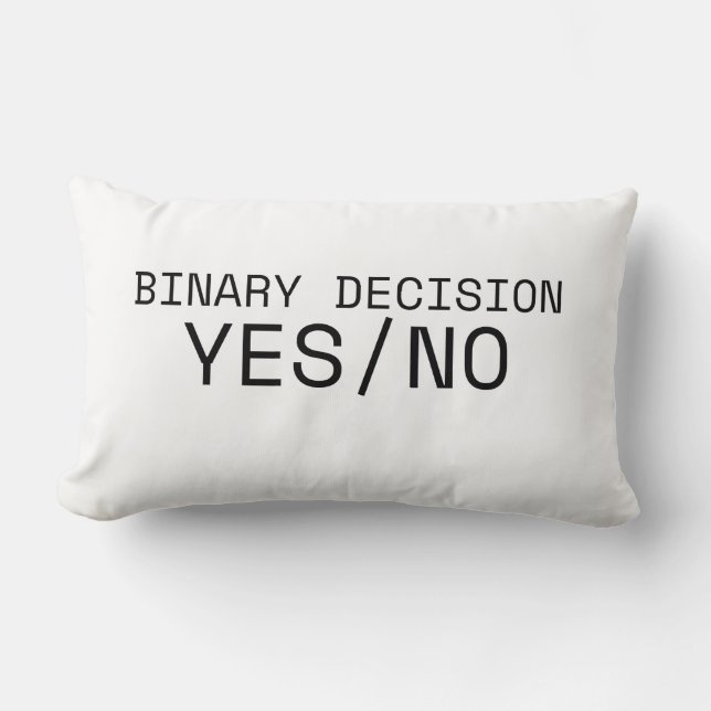 Binary Decision Yes No Minimalist Industrial  Lumbar Pillow (Front)