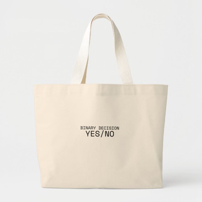 Binary Decision Yes No Minimalist Jumbo Tote Bag (Front)