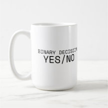 Binary Decision Yes No Minimalist Large Coffee Mug