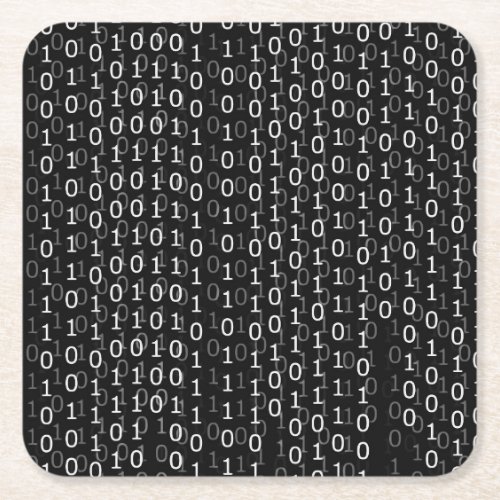 Binary Falling Numbers _ Grey Square Paper Coaster